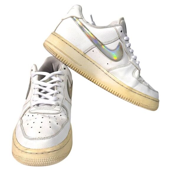 Nike Court Vision Low Top White Iridescent Swoosh Sneakers Women's Size 8 M - Picture 4 of 9